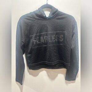 INFINITE PERFORMANCE, size S, mesh top with fearless graphic, long sleeve, hood